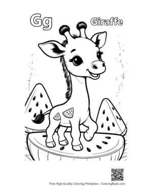 Thumbnail: Free Giraffe Eating Leaves Coloring Page Printable