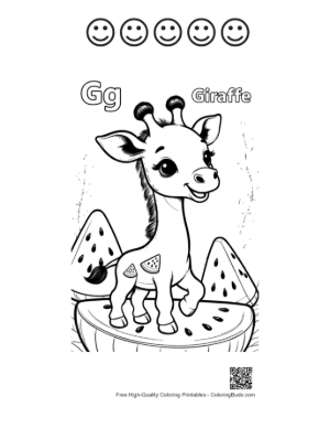Thumbnail: Free Giraffe Eating Leaves Coloring Page Printable and 5 Happy Face Outline