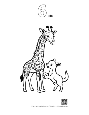 Thumbnail: Giraffe and Puppy Playing Joyfully Printable Outline Number 6