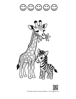 Thumbnail: Giraffe and Zebra Eating Leaves Printable and 5 Happy Face Outline