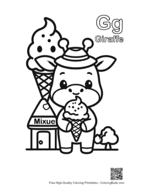 Thumbnail: Giraffe Eating Leaves Coloring Sheet Printable