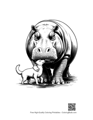 Thumbnail: Giant Hippo and Tiny Puppy in Tender Encounter