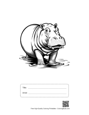Thumbnail: Hippo Emerging from Murky Waters Printable with Title and Artist Box