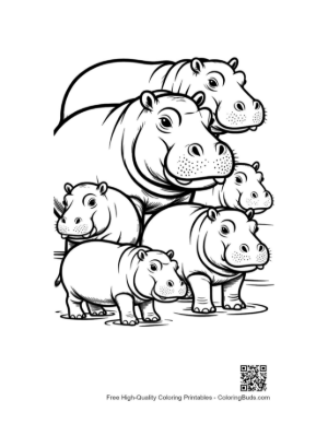 Thumbnail: Playful Hippo Family in Shallow Water