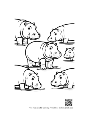 Thumbnail: Playful Hippo Family in Water