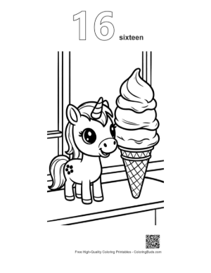 Thumbnail: Baby Pony Standing by a Delicious Ice Cream Cone Printable Outline Number 16