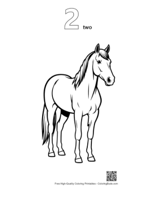 Thumbnail: Cute Black Outline Pony Standing Proudly Printable Outline Number 2