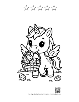 Thumbnail: Cute Pony Printable and 5 Star Outline