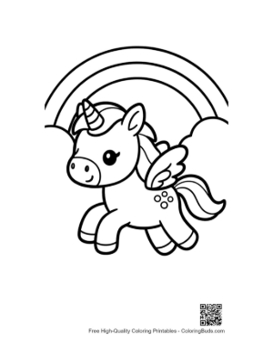Thumbnail: Cute Pony Standing in Front of a Colorful Rainbow Printable