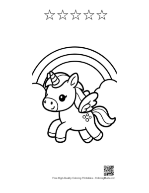 Thumbnail: Cute Pony Standing in Front of a Colorful Rainbow Printable and 5 Star Outline