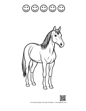Thumbnail: Cute Pony Standing Proudly Printable and 5 Happy Face Outline