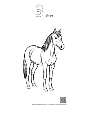 Thumbnail: Cute Pony Standing Proudly Printable Outline Number 3