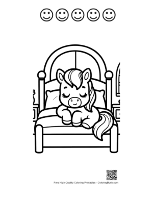 Thumbnail: Cute Pony to Color Printable and 5 Happy Face Outline