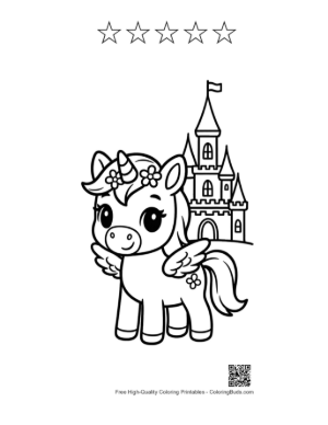 Thumbnail: Cute Pony to Color Printable and 5 Star Outline