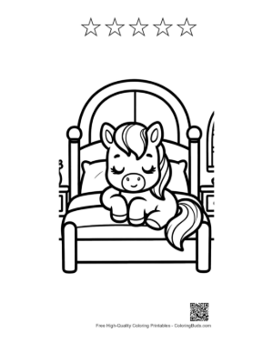 Thumbnail: Cute Pony to Color Printable and 5 Star Outline