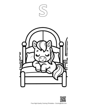 Thumbnail: Cute Pony to Color Printable Outline Alphabet S