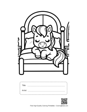 Thumbnail: Cute Pony to Color Printable with Title and Artist Box