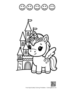 Thumbnail: Easy Pony Coloring Page Printable and 5 Happy Face Outline