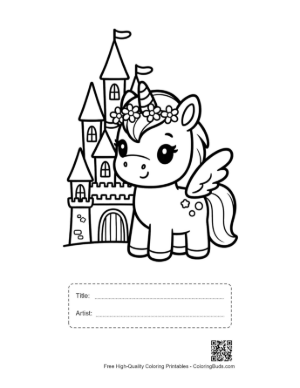 Thumbnail: Easy Pony Coloring Page Printable with Title and Artist Box