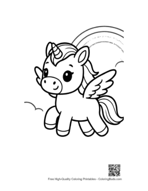 Thumbnail: Magical Pony with Wings Leaping over a Bright Rainbow Printable