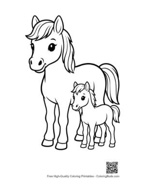Thumbnail: Mother Pony and Foal Outline