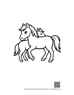 Thumbnail: Mother Pony and Foal Outline