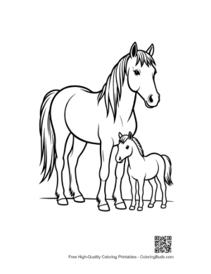Thumbnail: Mother Pony and Foal Outline