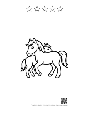 Thumbnail: Mother Pony and Foal Outline Printable and 5 Star Outline
