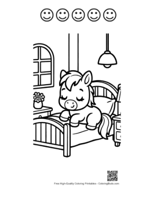 Thumbnail: Pony Coloring Page Printable and 5 Happy Face Outline