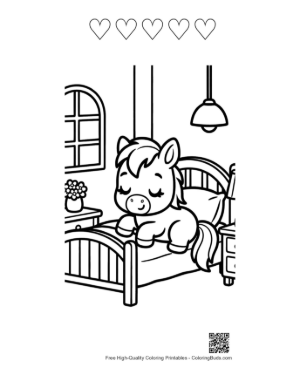 Thumbnail: Pony Coloring Page Printable and 5 Heart Outline