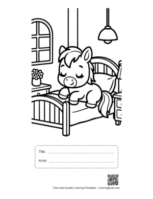 Thumbnail: Pony Coloring Page Printable with Title and Artist Box