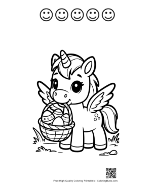 Thumbnail: Pony Coloring Sheet Printable and 5 Happy Face Outline