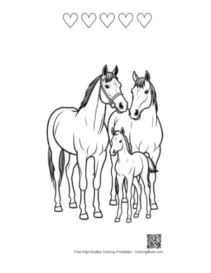 Thumbnail: Adorable Horse Family Outline Printable and 5 Heart Outline