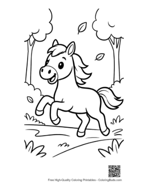 Thumbnail: Beautiful Horse Running with Leaves Falling in the Wind Printable