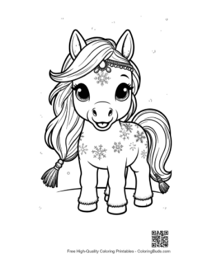 Thumbnail: Beautiful Pony with Flower Patterns on Its Coat Printable