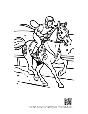 Thumbnail: Brave Jockey Riding a Horse Across the Countryside Printable