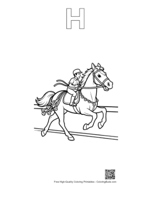 Thumbnail: Download Race Horse Printable Outline Alphabet H