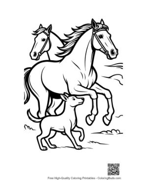 Thumbnail: Dynamic Racehorses and Puppy Outline