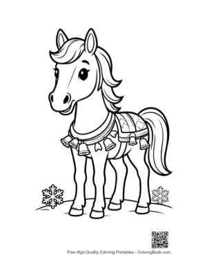 Thumbnail: Fancy Horse Adorned with Festive Ribbons and Jewelry Printable