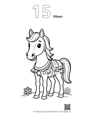 Thumbnail: Fancy Horse Adorned with Festive Ribbons and Jewelry Printable Outline Number 15