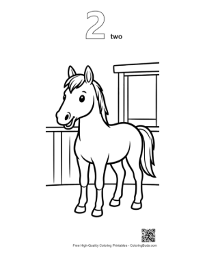 Thumbnail: Healthy Horse Waiting in the Farm Stable Doorway Printable Outline Number 2