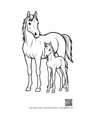 Thumbnail: Mother Race Horse and Foal Outline