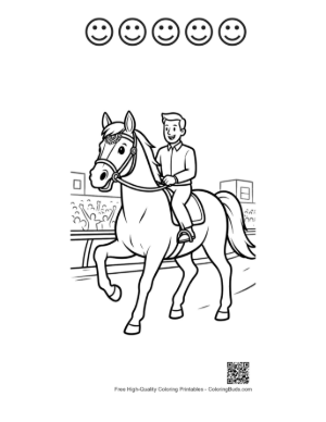 Thumbnail: Professional Rider Training a Race Horse on the Track Printable and 5 Happy Face Outline