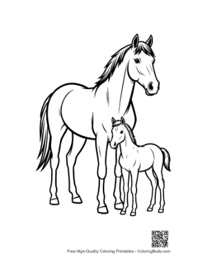 Thumbnail: Racehorse Mare and Foal Outline