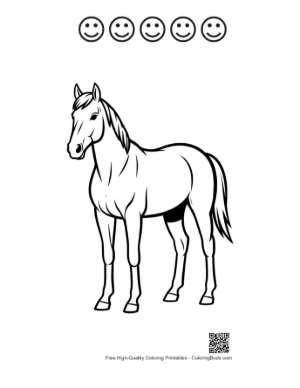 Thumbnail: Sleek Racehorse Standing Proudly Printable and 5 Happy Face Outline
