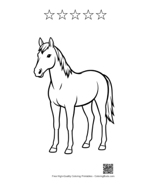 Thumbnail: Sleek Racehorse Standing Proudly Printable and 5 Star Outline
