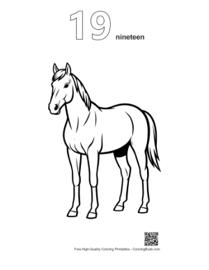 Thumbnail: Sleek Racehorse Standing Proudly Printable Outline Number 19