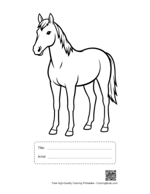 Thumbnail: Sleek Racehorse Standing Proudly Printable with Title and Artist Box