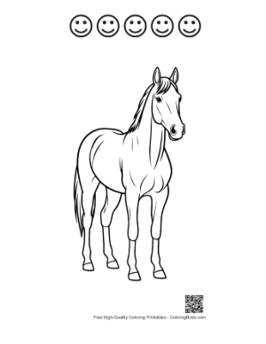 Thumbnail: Standing Race Horse Outline Printable and 5 Happy Face Outline