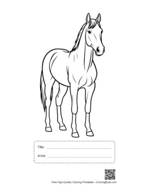 Thumbnail: Standing Race Horse Outline Printable with Title and Artist Box